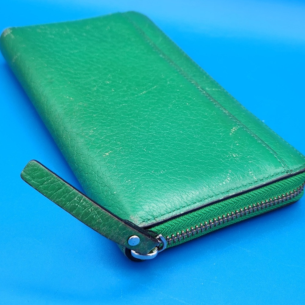 Kate Spade Pebbled Leather Wrap Around Zip Wallet - Green - Picture 6 of 11